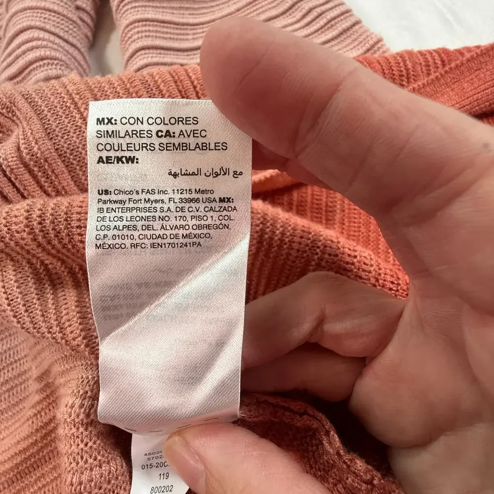Chico’s Ombre Longline Cardigan Sweater Pink to Rust Open Front Size 1 - Picture 12 of 13